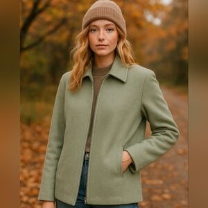 Vintage Harve Benard Sage Wool Cashmere Zip Coat – Size 14